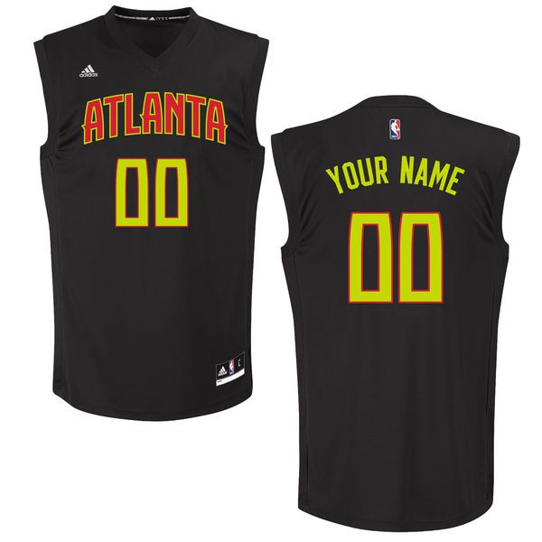 Men Atlanta Hawks Adidas Black Custom Chase NBA Jersey->customized nba jersey->Custom Jersey